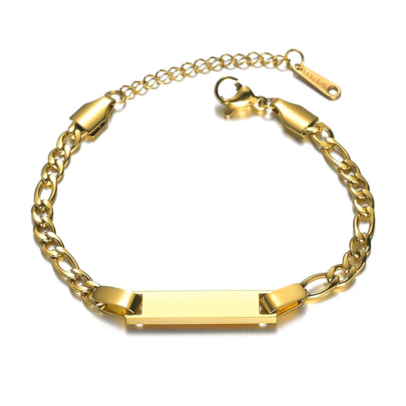 Wholesale Simple Children's Stainless Steel Laser Engravable Crown Pendant Bracelet