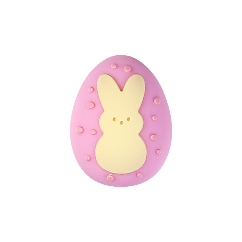 Wholesale 20pcs Rabbit 3D Silicone  Easter  Eggs DIY Jewelry Straight Hole Focal Beads