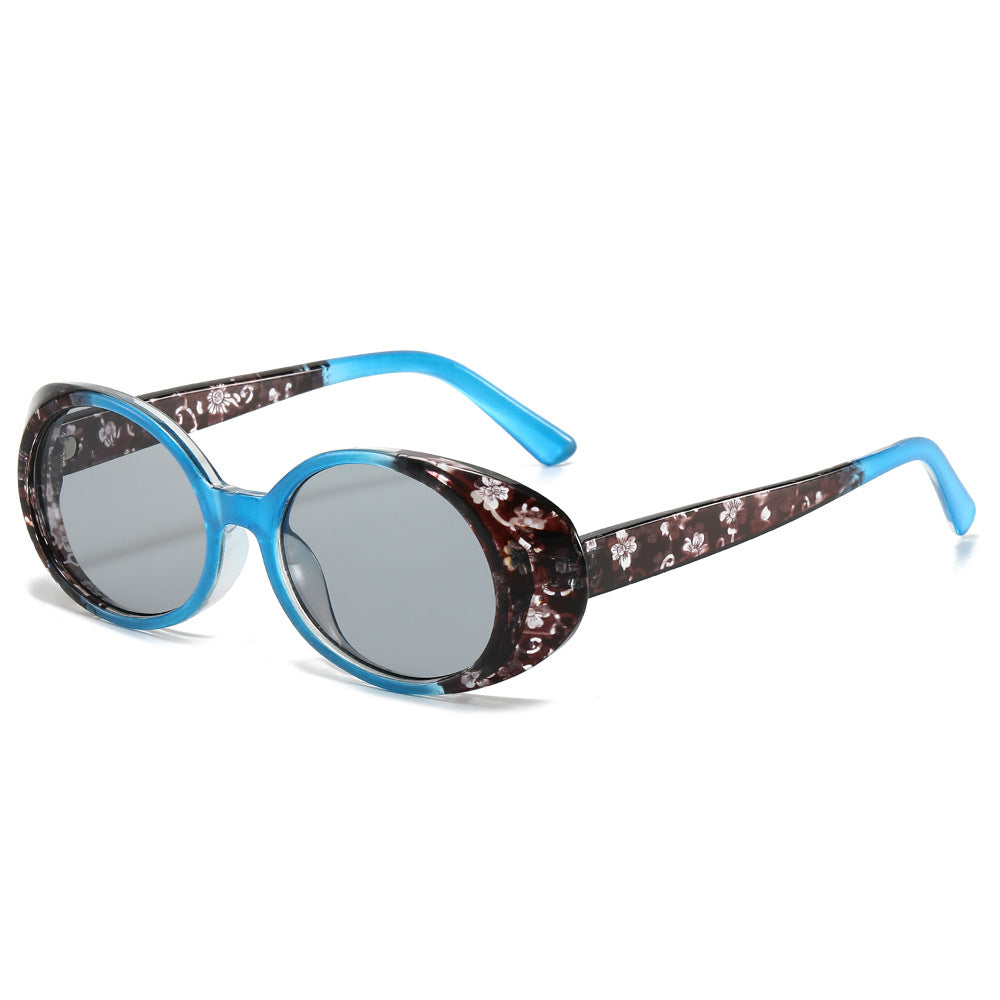 Wholesale Small Frame Oval Fashion Hot Stamping Color Contrast Sunglasses