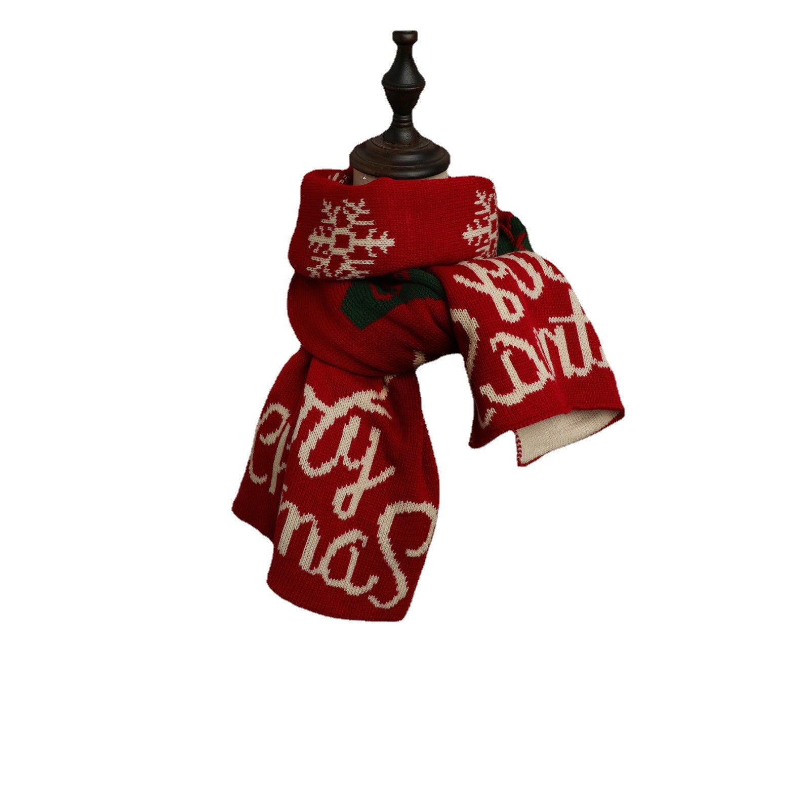 Wholesale Christmas Knitted Wool Red Scarf