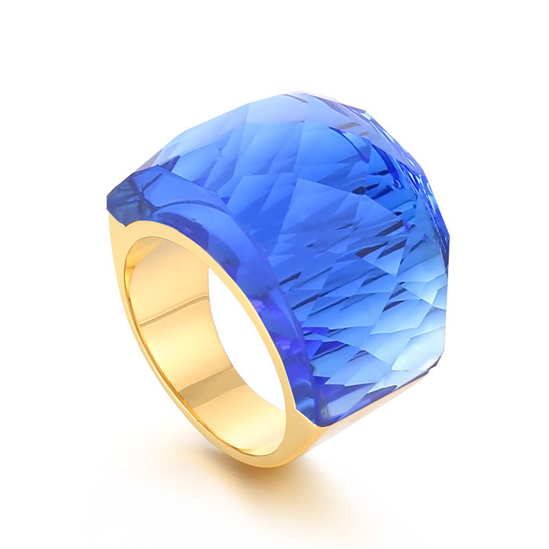 Wholesale Stainless Steel Gold-plated Crystal Glass Rings