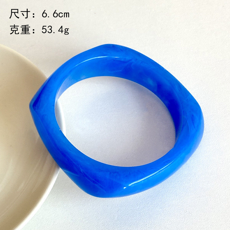 Wholesale fashion new marble acrylic bracelet shaped resin square round bracelet
