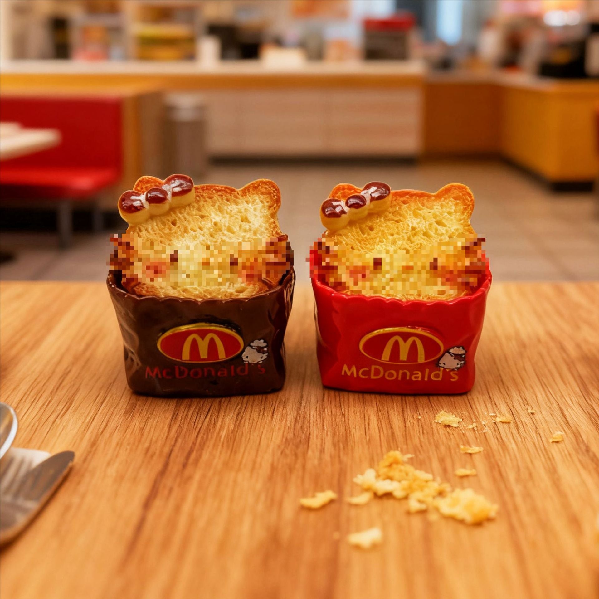 Wholesale 10pcs Cartoon Cat Bread  Bakery Shop Miniature Food Toy Doll Accessories