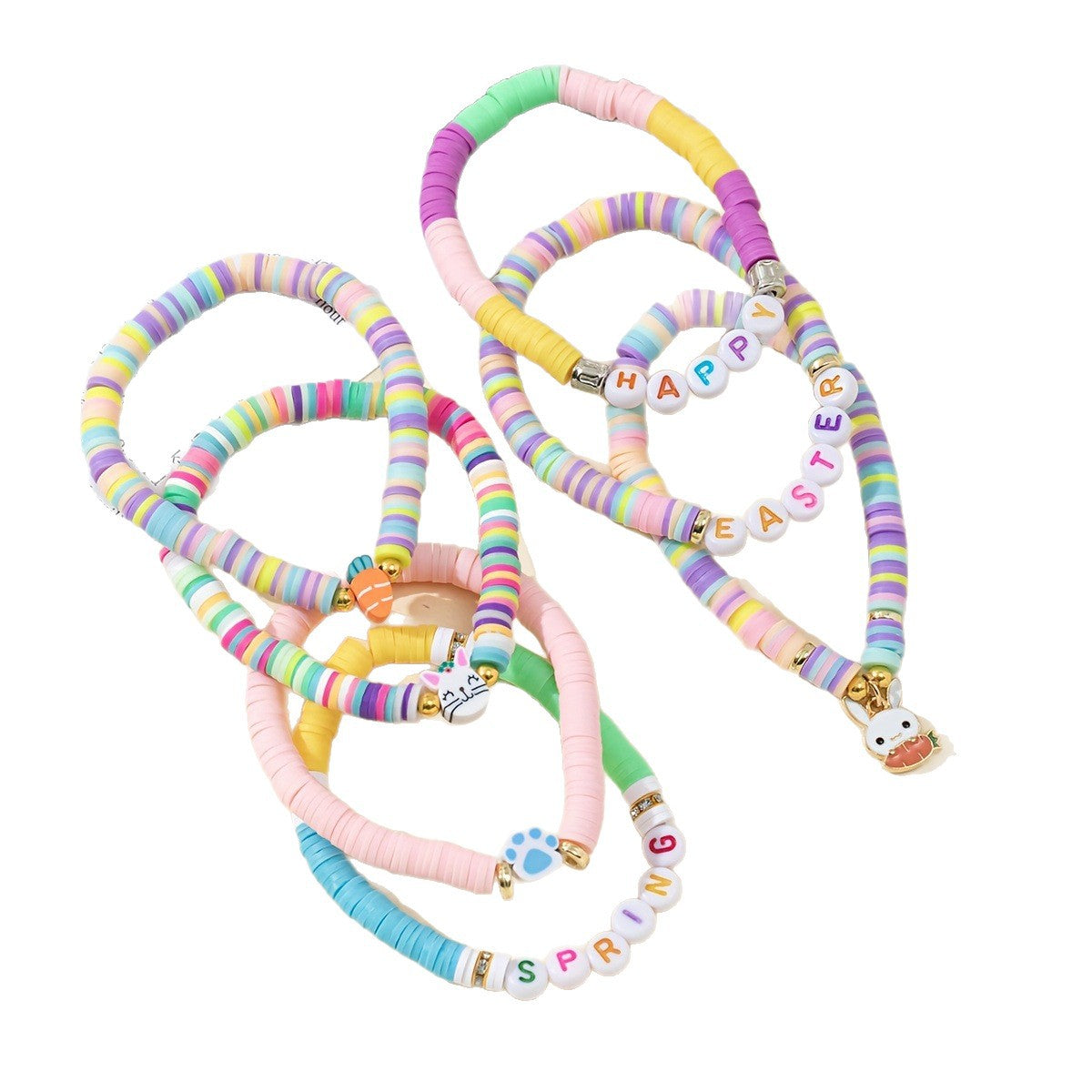 Wholesale Easter Rabbit Carrot Easter Egg Soft Ceramic Bracelet