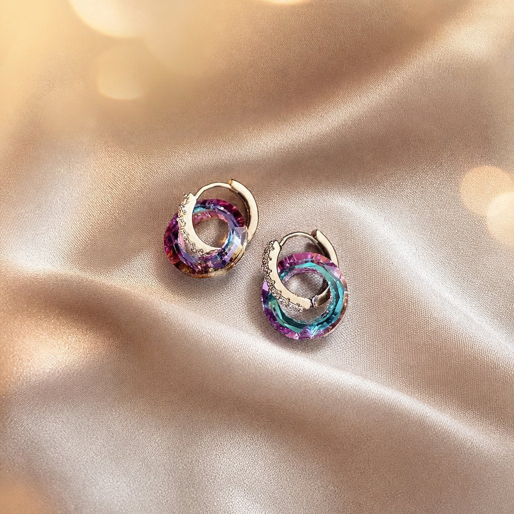 Wholesale Stylish Minimalist Crystal Hoop Earrings For Women Fashion Jewelry Accessory Gift
