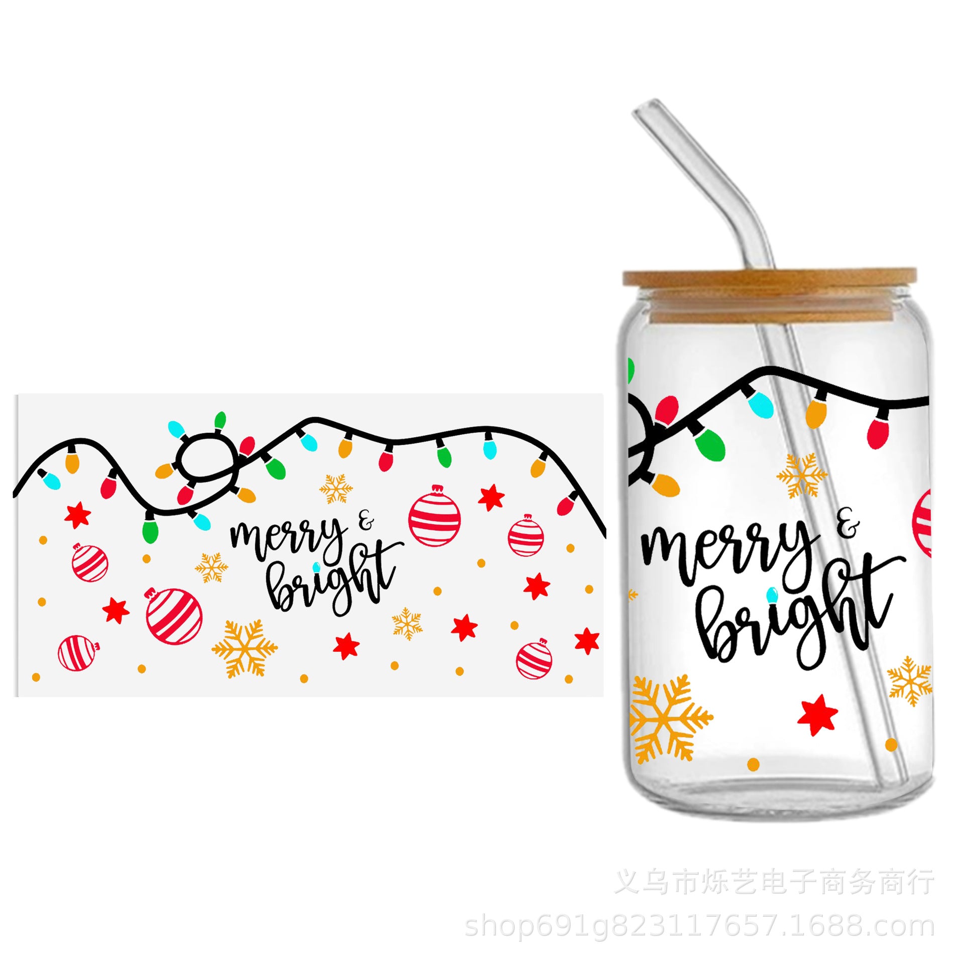 Wholesale Christmas series  Olaf  16oz Cup UV DTF Wraps