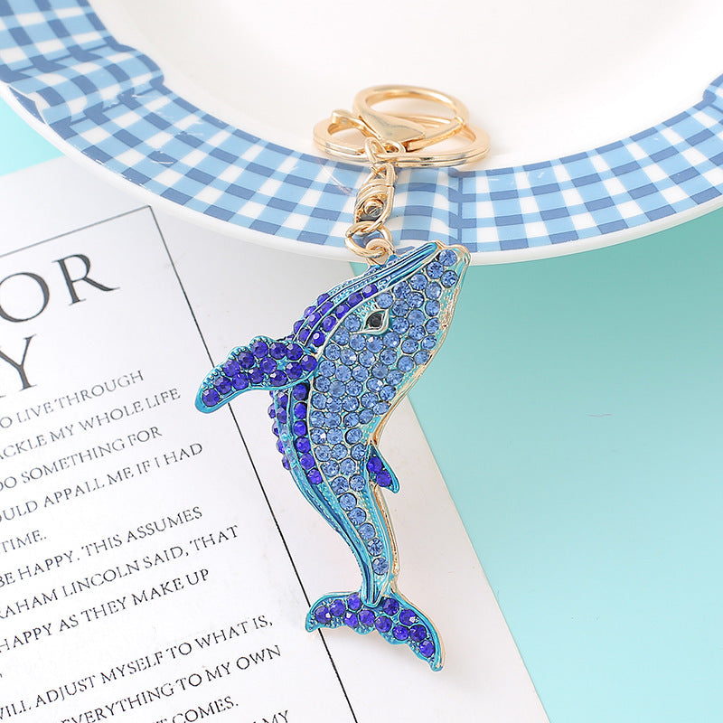 Wholesale Metal Rhinestones Dolphin Keychains