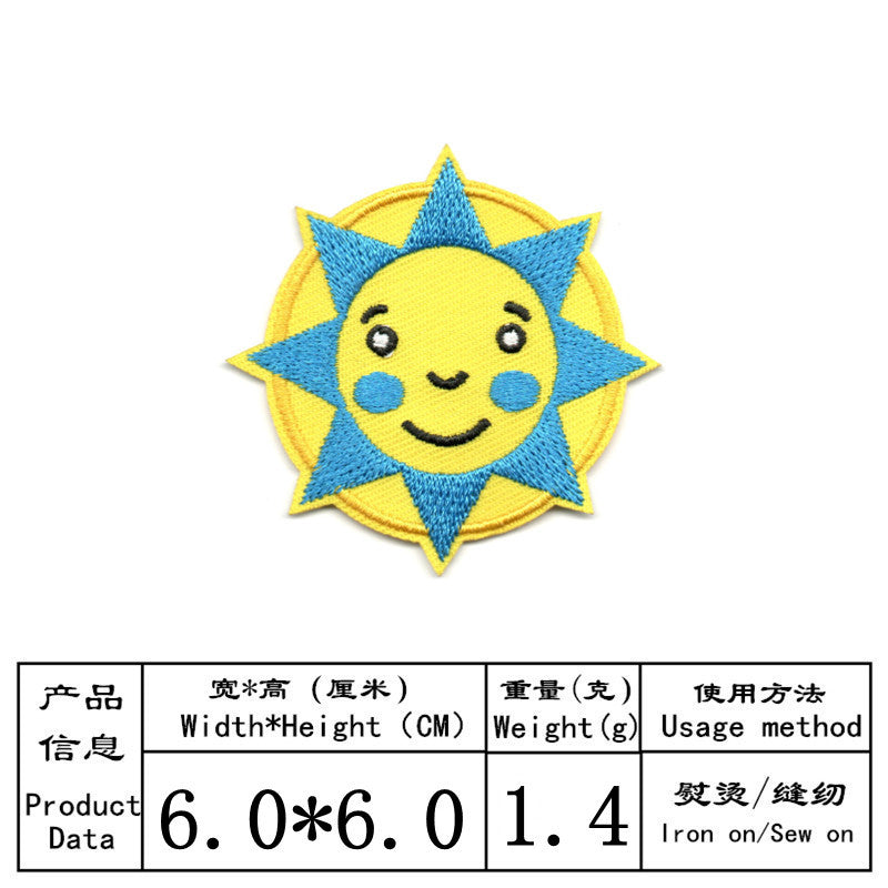 Wholesale Embroidered Patch Applique Trendy Cartoon Sun Flowers Rainbow Star Fruit Sew On Badge For Clothing DIY Craft Gift