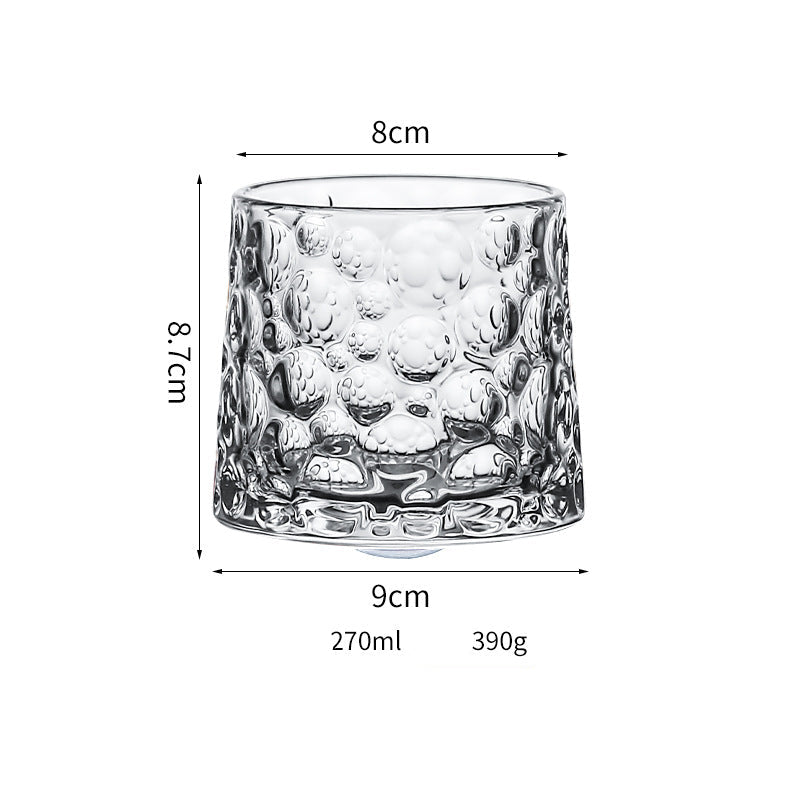 Wholesale Haisman thickened color glass creative rotating whiskey glass hand painted rotating cup with wooden tray decompression Cup