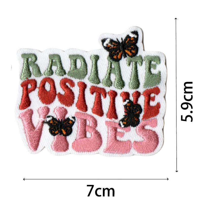Wholesale Bohemian embroidered fabric patch with positive energy quotes for bags  DIY Patches