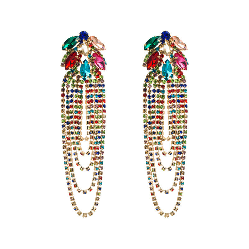 Wholesale Alloy Diamond Chain Tassel Earrings
