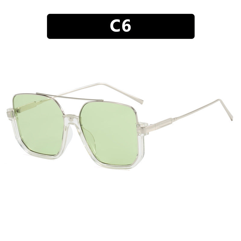 Wholesale Retro personality UV protection lower half frame double beam large frame sunglasses