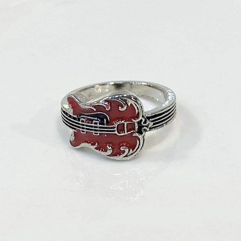 Wholesale Vintage Punk Rock Red Guitar Ring