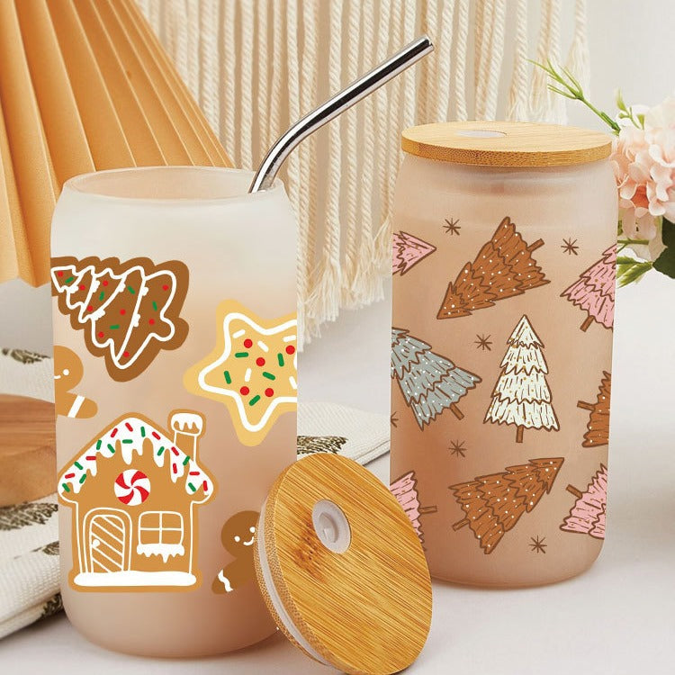 Wholesale UV Transfer Paste Glass 16oz Cup UV DTF Wraps  23cmX11cm