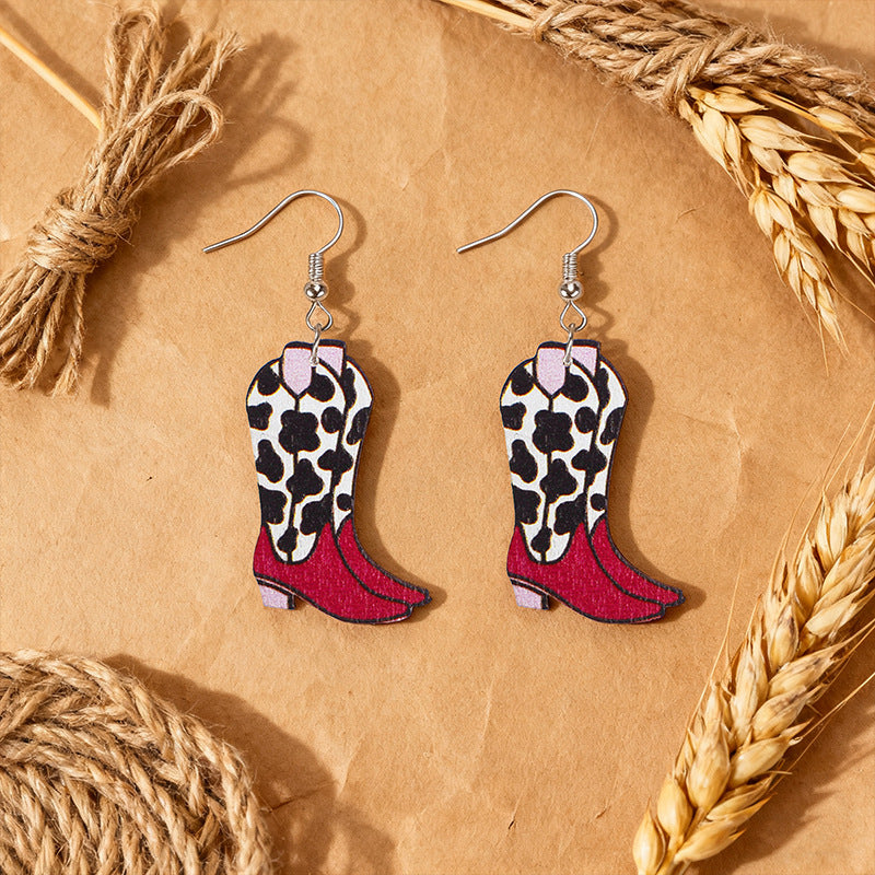 Wholesale Leopard Print Red  Earrings Exaggerated Personality Earrings