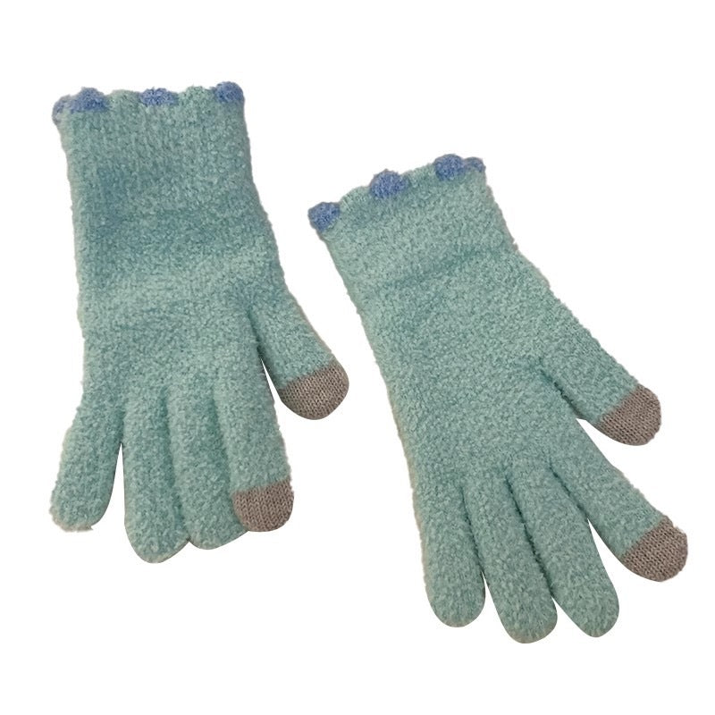 Wholesale Colorful Plush Fingerless Touch Screen Warm Winter Gloves