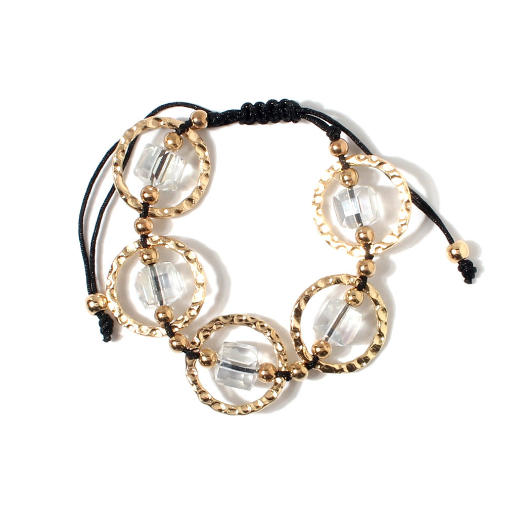 Wholesale Fashion Handwoven Red Rope Square Crystal Bracelet