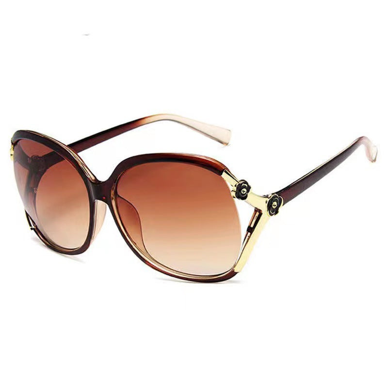 Wholesale Camellia hollow dot lacquer rose large frame sunglass