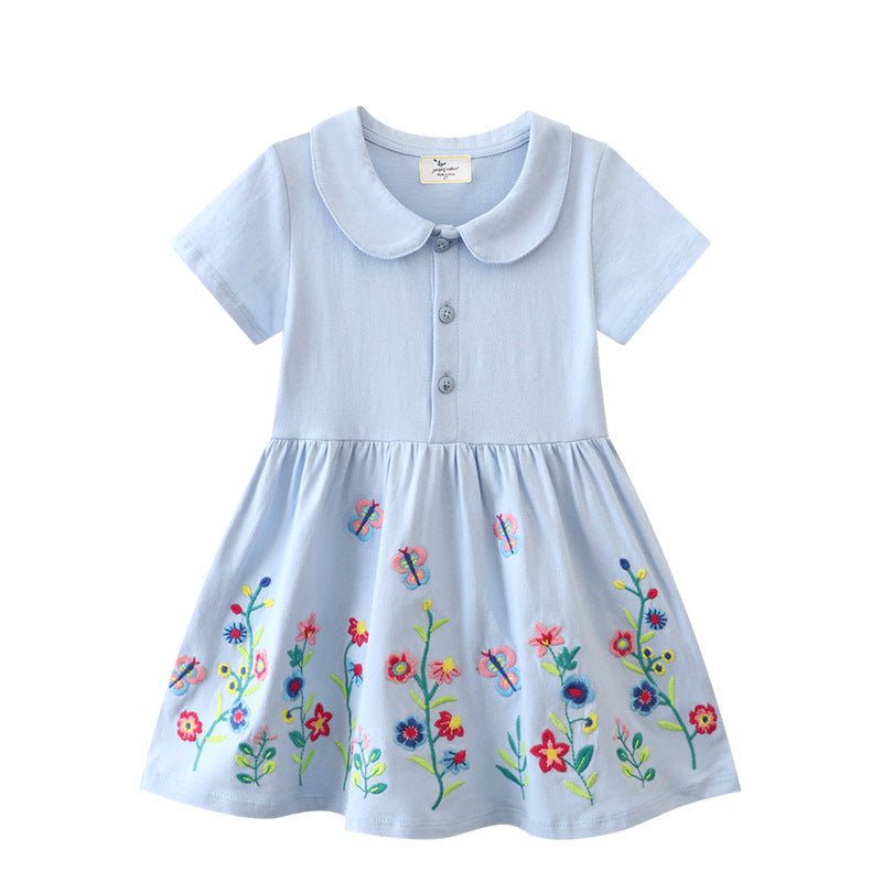 Wholesale Trendy Girls Cotton Short Sleeve Doll Collar Princess Dress Boutique Summer Style For Everyday Wear And Gift