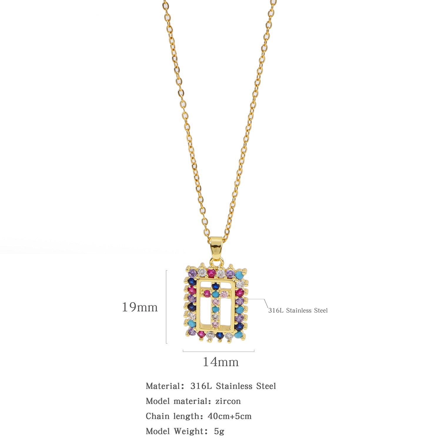 Wholesale Colorfulful Zircon Men' s and Women' s Cross Necklace Niche Design