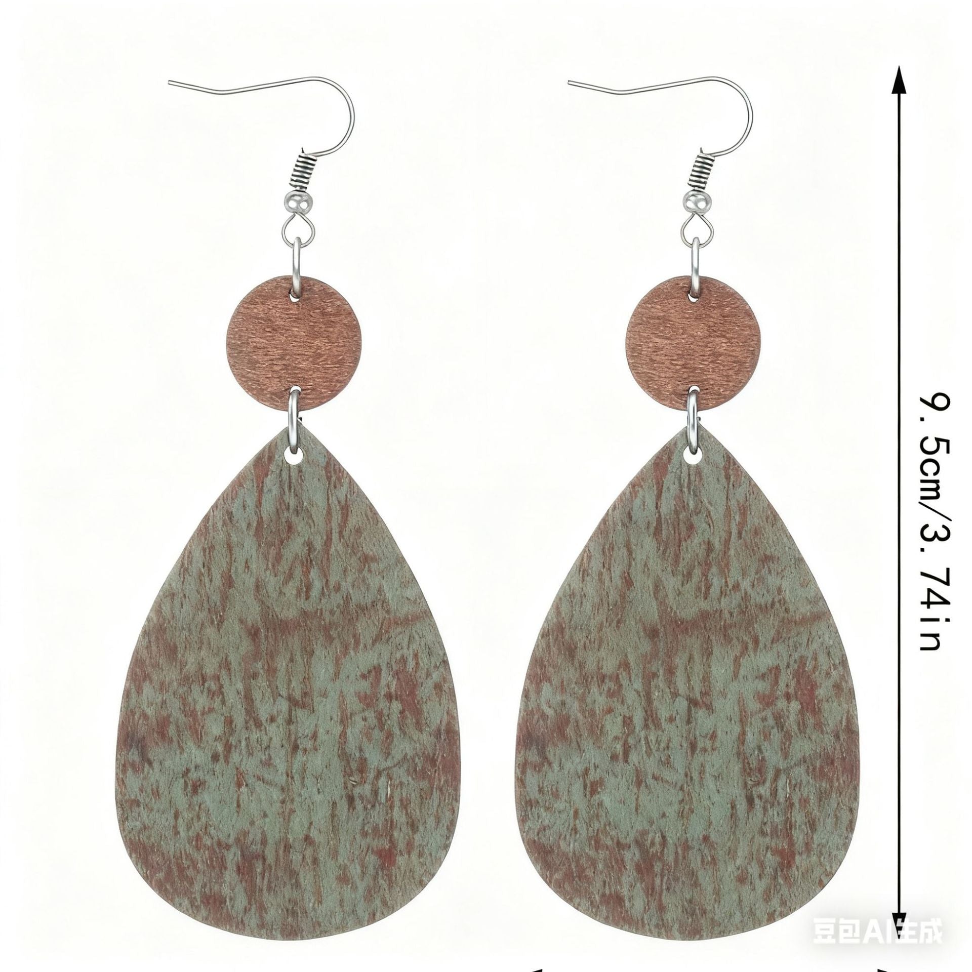 Wholesale Lightweight Retro Wooden Sunflower Cow Print Earrings Trendy Western Farm Style Jewelry Accessory Gift