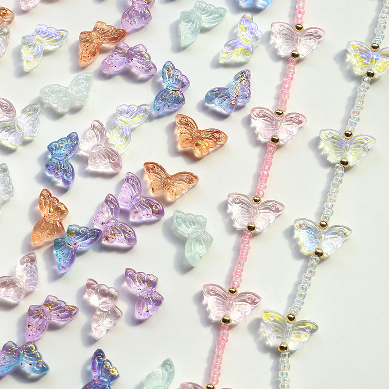 Wholesale 10pcs Retro Butterfly Colorful Glass Acrylic Beads