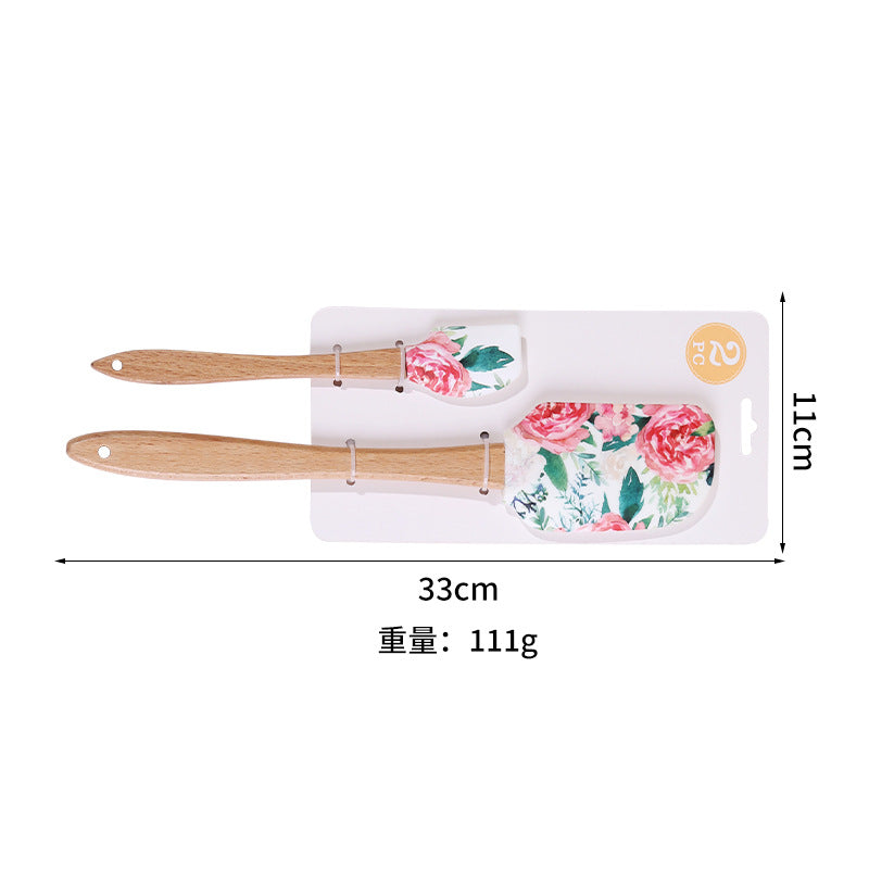 Wholesale Large and Small Set Cake Cream Spatula Wooden Handle Spatula