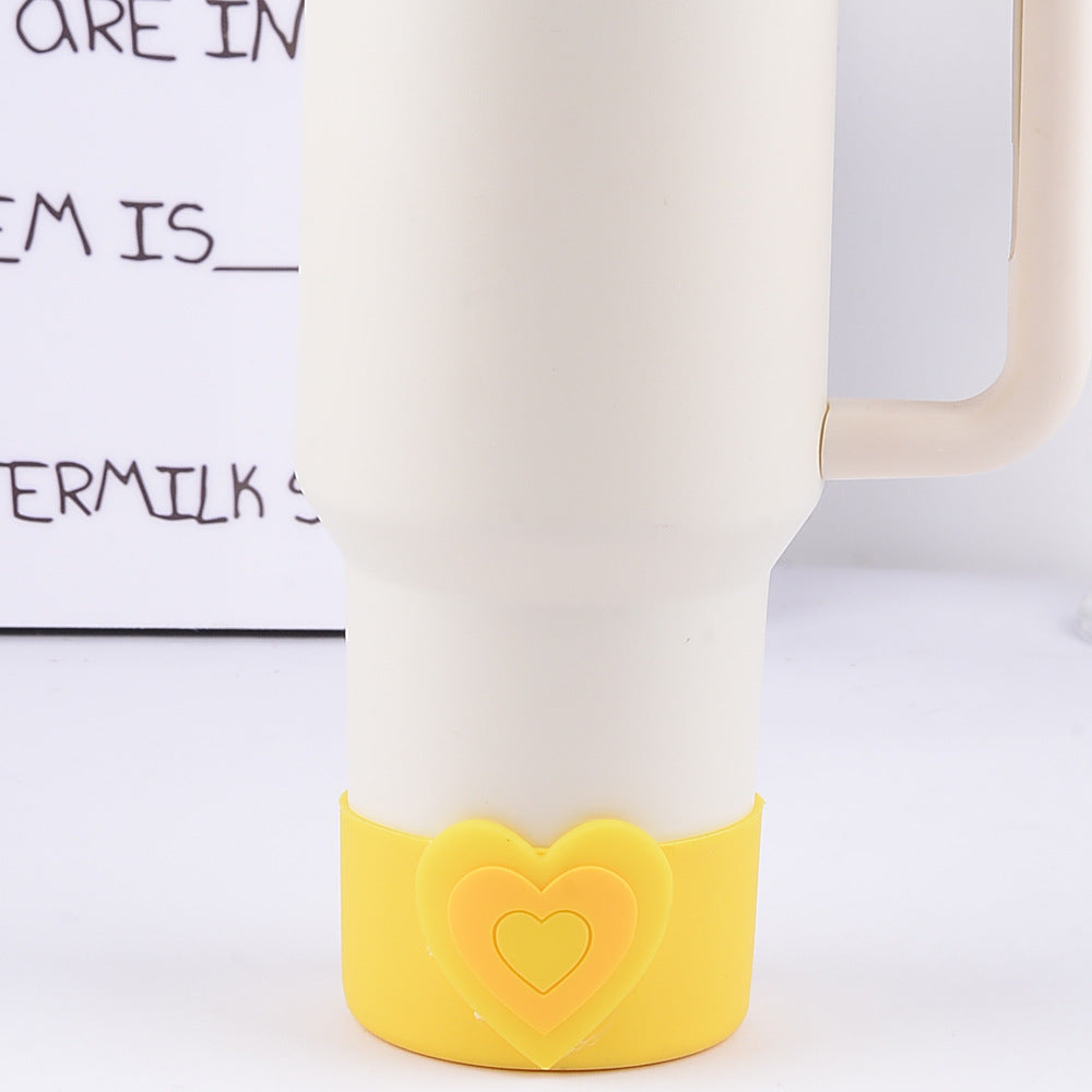 Wholesale  New Creative 10mm Colorful Heart Straw Cap Dustproof 7.5cm Silicone Protective Cup Cover Anti-Fall Accessories