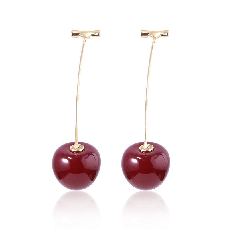Wholesale long cherry creative design cute earrings