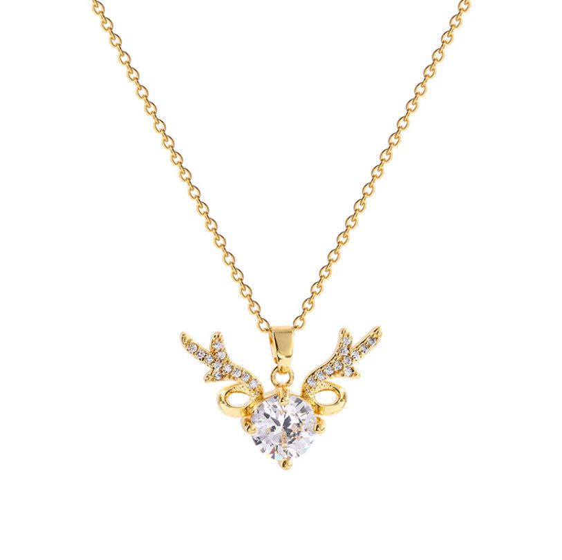 Wholesale Titanium steel zircon necklace female deer