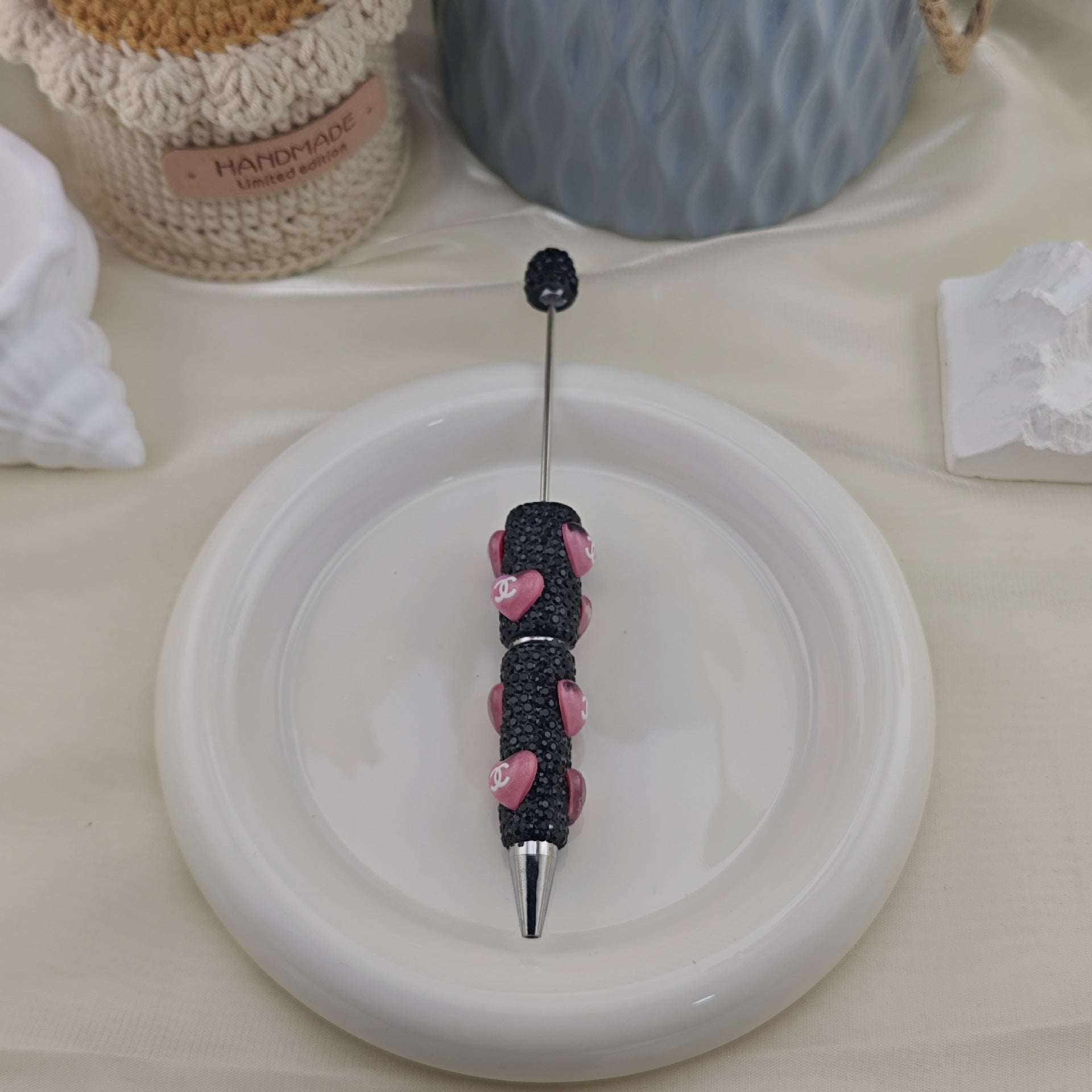 Wholesale 5pcs Beadable Pens Heart  Diamond Full Diamond DIY Beadable