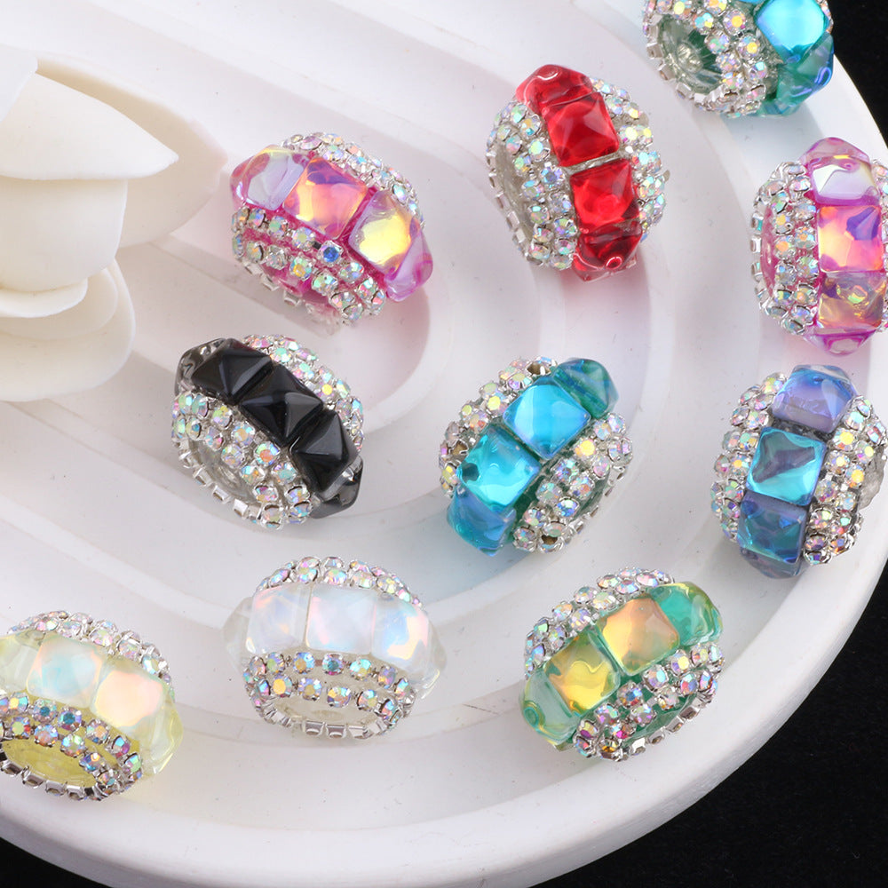 Wholesale 10pcs Square cat's eye flat beads can be worn straight hole beads DIY