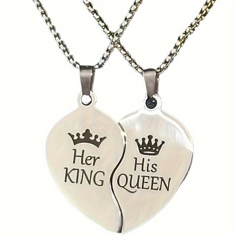 Wholesale  King and Queen Stainless Steel Pendant Titanium Steel Necklace