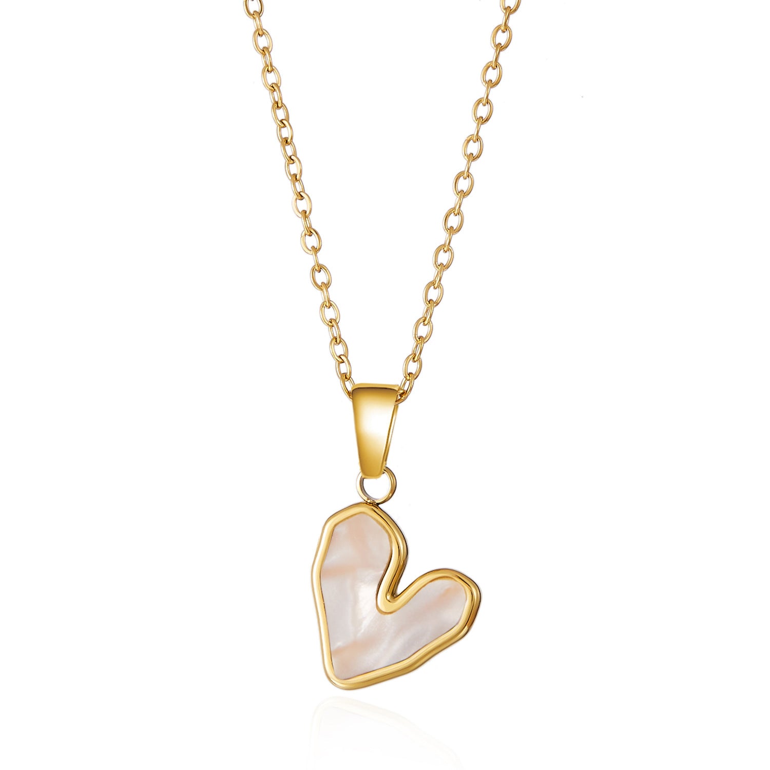 Wholesale Colorful heart-shaped stainless steel collarbone chain
