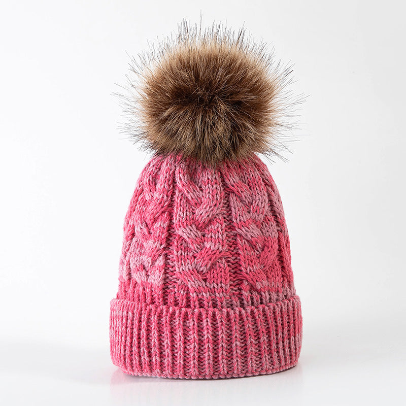 Wholesale Children's Autumn and Winter Hats Fur Ball Thickened Woolen Hat