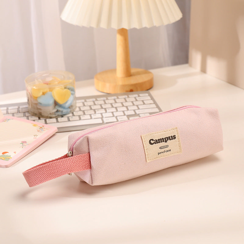 Wholesale Simple Canvas Large Capacity Pencil Case