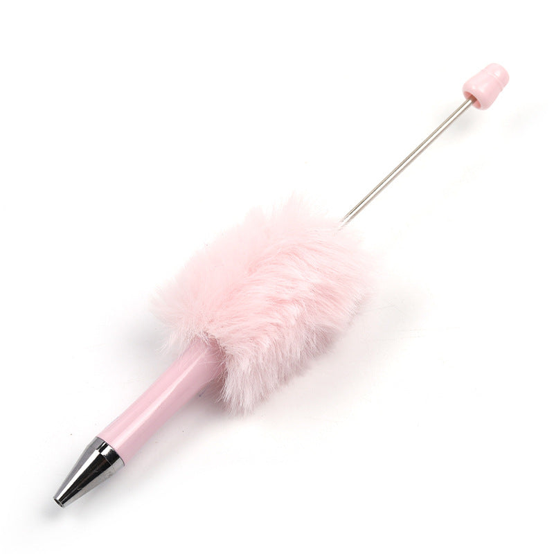 Wholesale 5pcs Creative DIY Plush Multi colored Ball Beads Plastic Rotating Ballpoint Pen