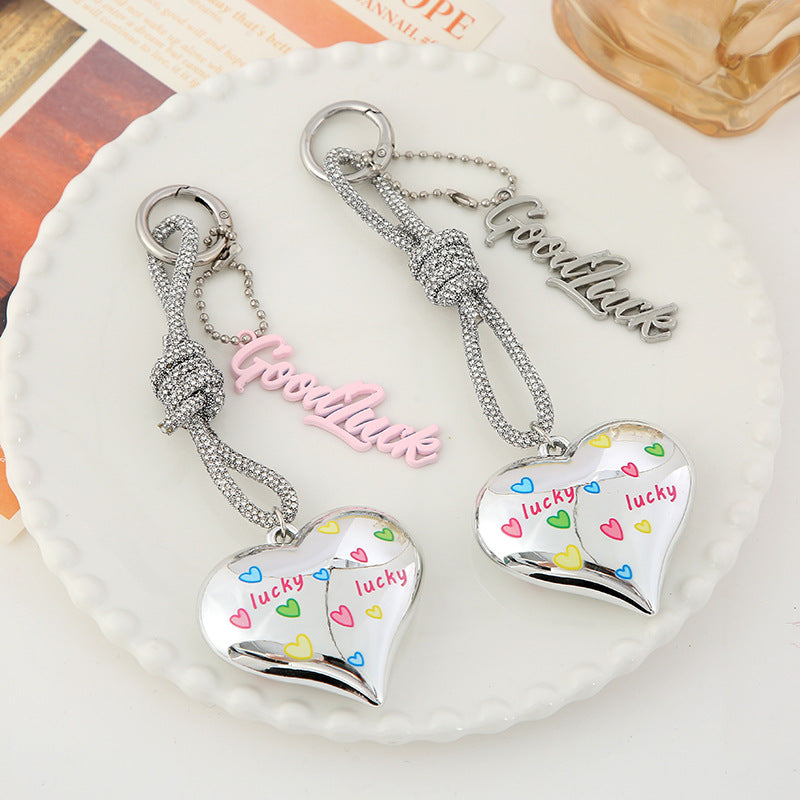 Wholesale Graffiti Love Colored Letter Silver Plated Metal Keychain