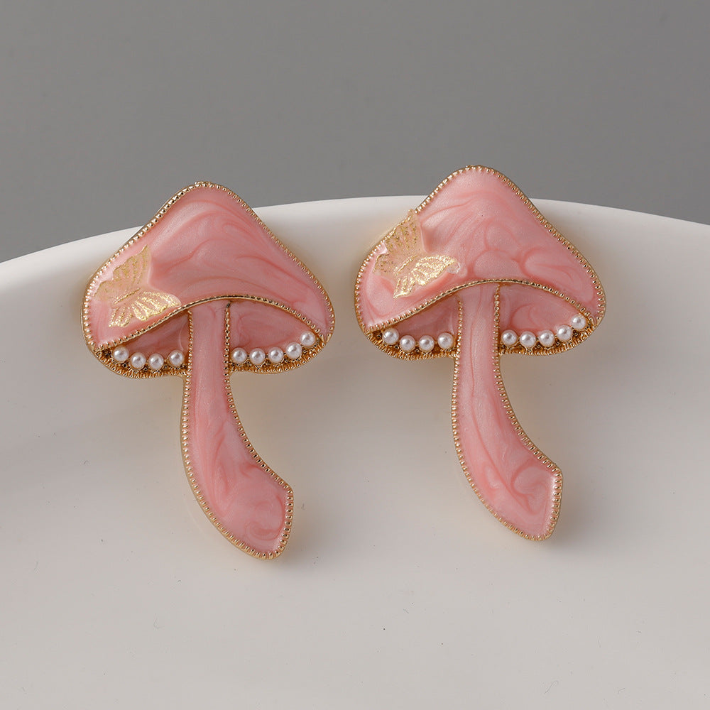 Pendientes de aleación de zinc de hongos creativos al por mayor