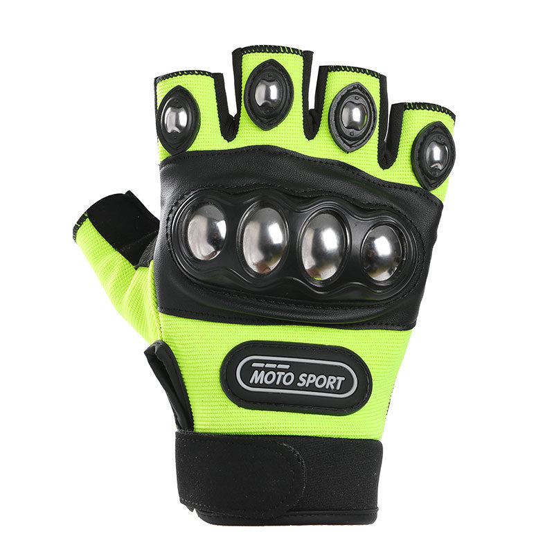 Wholesale Microfiber Shock Absorption and Wear-resistant Steel Shell Half Finger Cycling Gloves