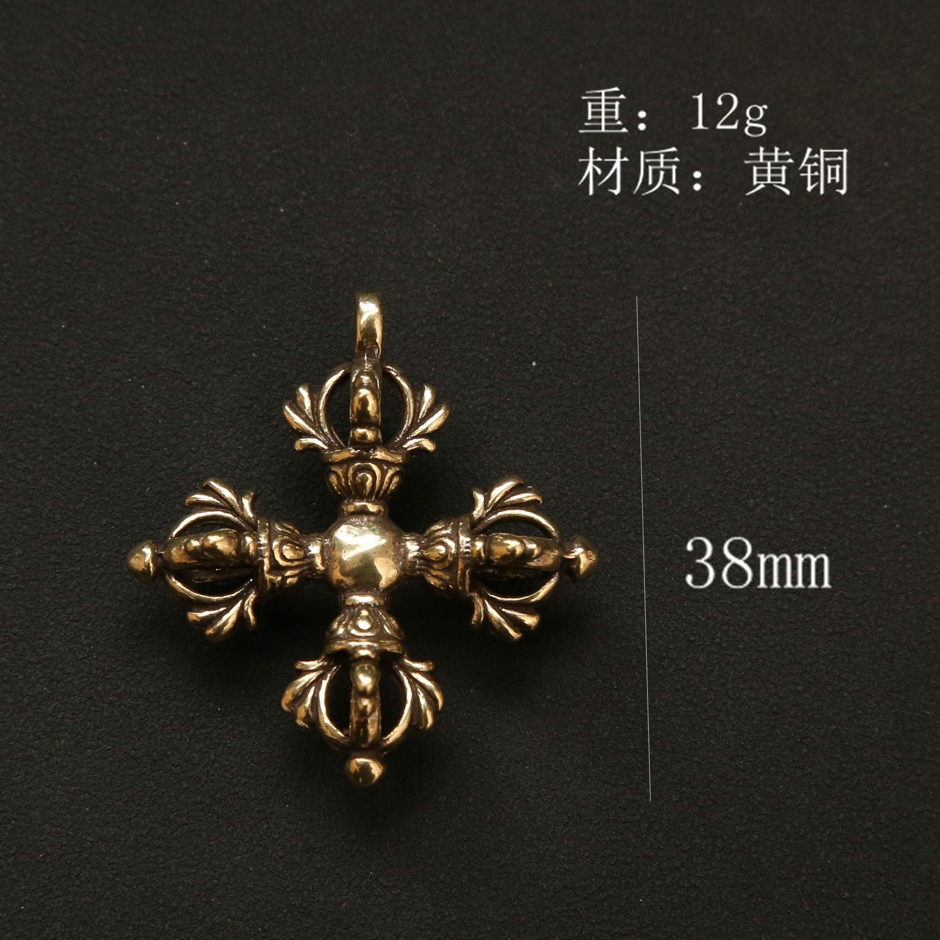 Wholesale Brass Cross Lotus Vajra Pendant Copper Craftsmanship