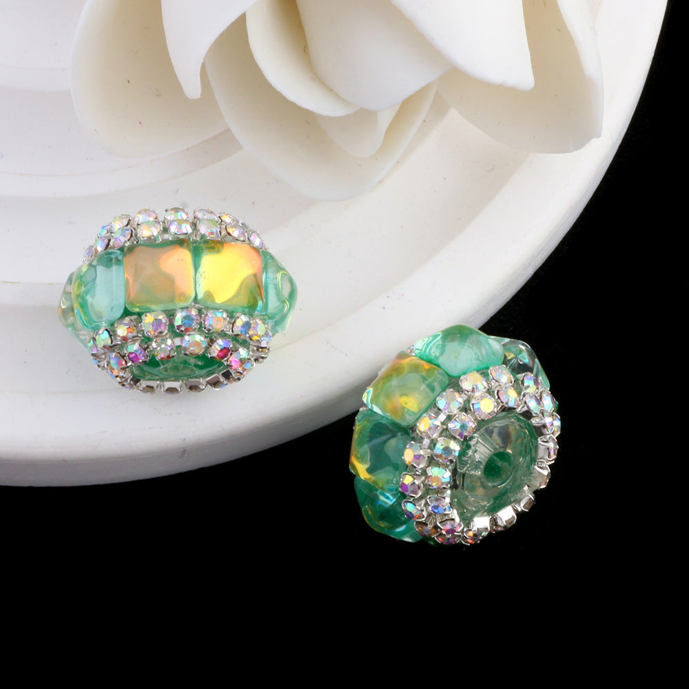 Wholesale 10pcs Square cat's eye flat beads can be worn straight hole beads DIY