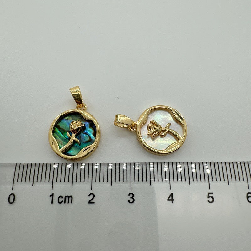 Wholesale 18K Copper Gold Plated Handmade Natural Shell Abalone Rose Eight Pointed Star Sun Pendant