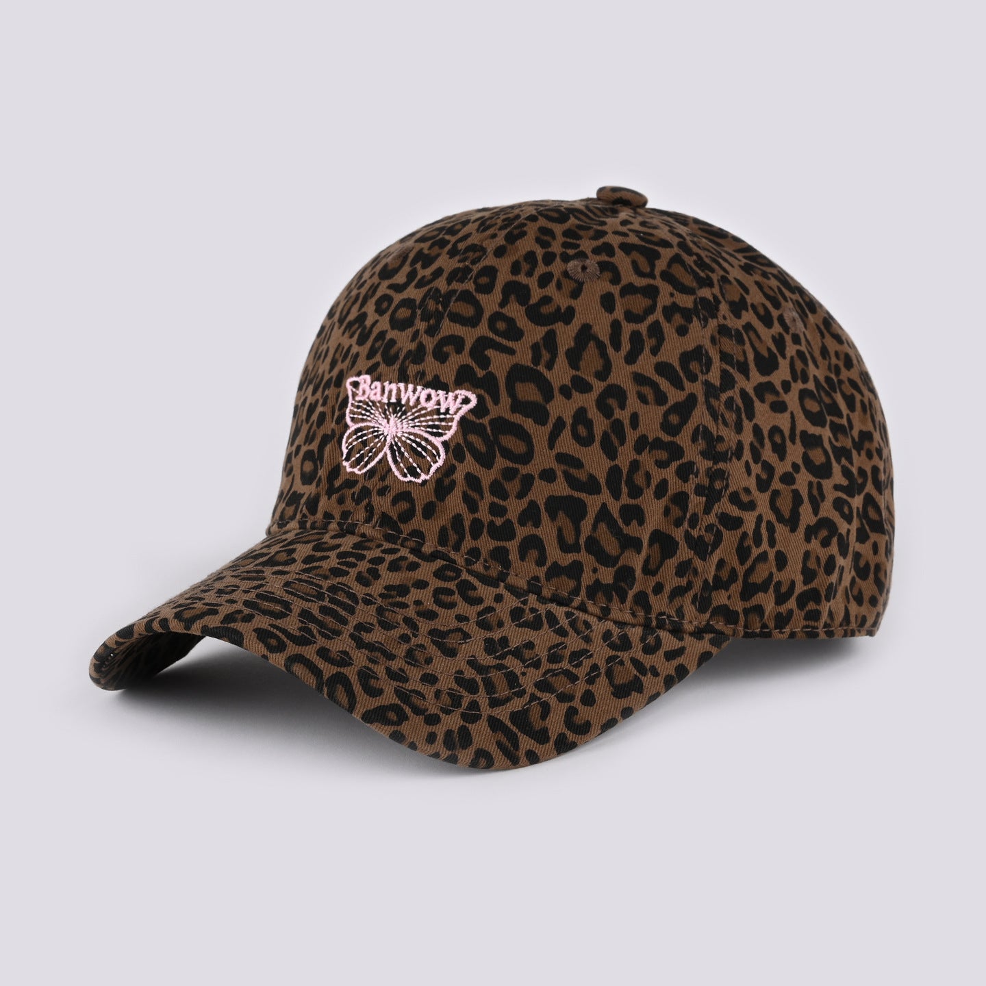 Wholesale Leopard Print Baseball Cap with Street Letters and Butterfly Embroidery