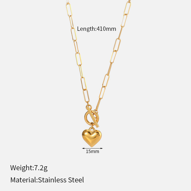 Wholesale stainless steel gold heart clavicle necklace gold plated
