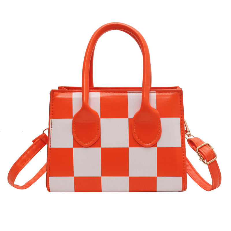 Wholesale chessboard stitching plaid contrasting color small square armpit PU handbag