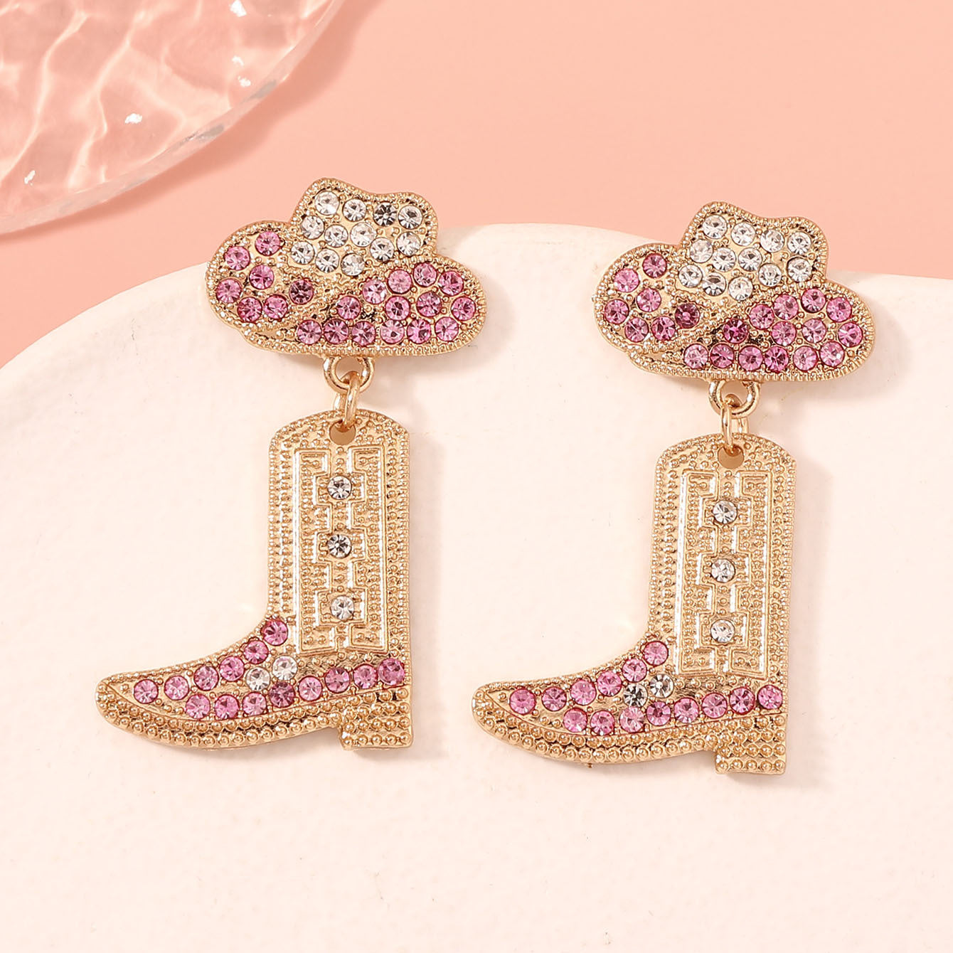 Wholesale Diamond Studded Denim Boots Zinc Alloy Earrings
