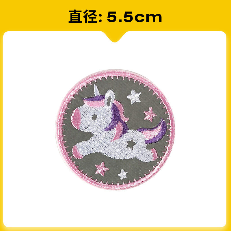 Wholesale Chic Reflective Cartoon Embroidered Patch For Backpack Coat School Bag Safety Decorative Badge