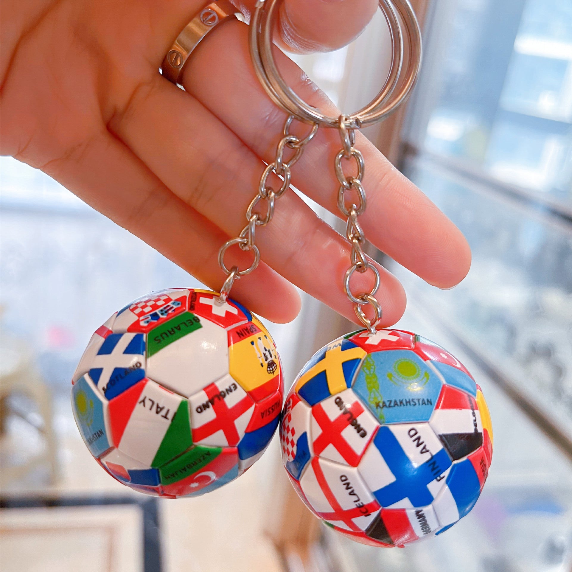 Wholesale Soccer Country Flag PVC Keychains