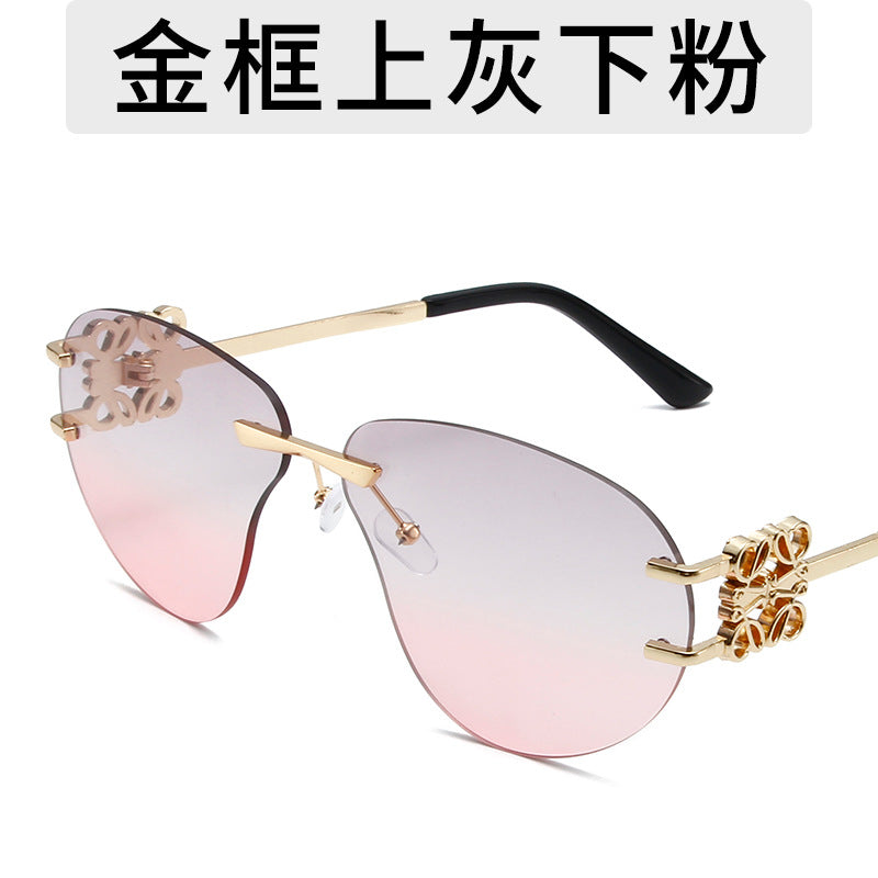 Wholesale Metal Frameless Shaped Sunglasses  Gradient Hip Hop Punk Sunglasses Suitable for Riding Cool Glasses